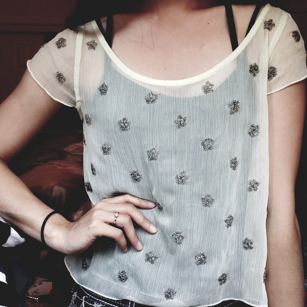 Sheer Hollister Beaded Blouse
